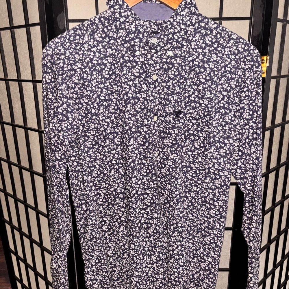 American Eagle Outfitters Navy Floral Button Down Shirt
